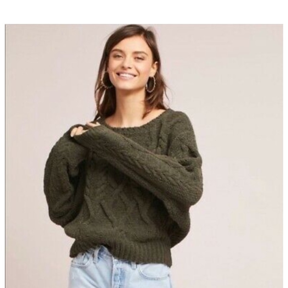 Anthropologie Sleeping on Snow chenille sweater